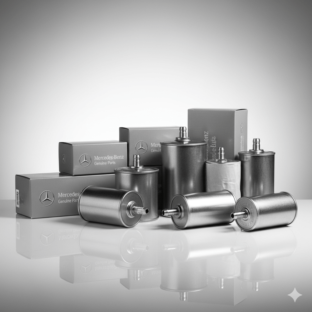Set of metallic flasks with boxes in a black and white photo.